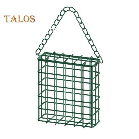 

Клетка для кормушки для птиц из сала, садовые железные клетки, подвесная кормушка для птиц из сала, одинарная кормушка для диких птиц темно-зеленого