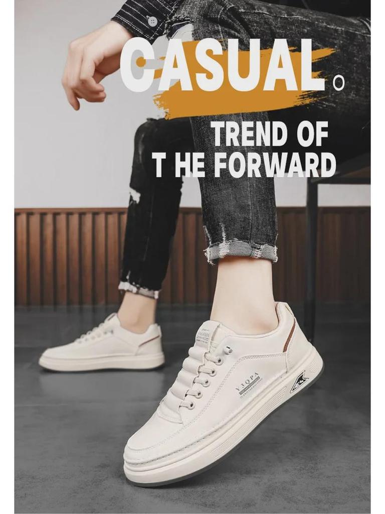 2025 Herren Frühling Freizeit-Sneakers: Trendige britische Leder-Slipper