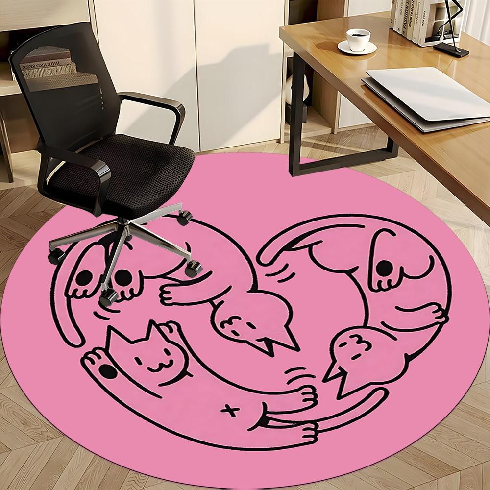 1pc PawPrints Heartbeat Office Round Area Rug,  Mat Suitable For Office, Under Office Chairs Bedroom Living Room Home Decor, Room Deco