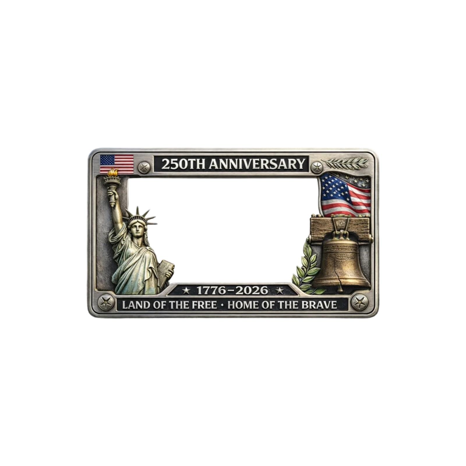 

Metal License Plate Frame with Patriotic Design Suitable for Front and Rear Bumpers Durable Construction Fits Standard US Plates One Size