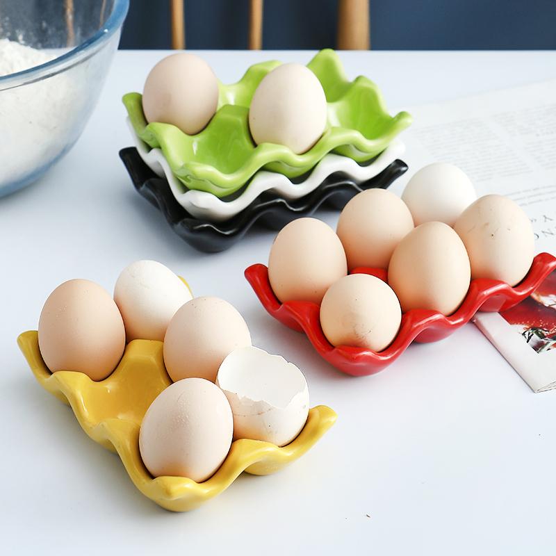 Six-compartment Egg Storage Tray Rectangular Ceramic Grid Egg Storage Oven Mold Refrigerator Storage Container Kitchen Utensils