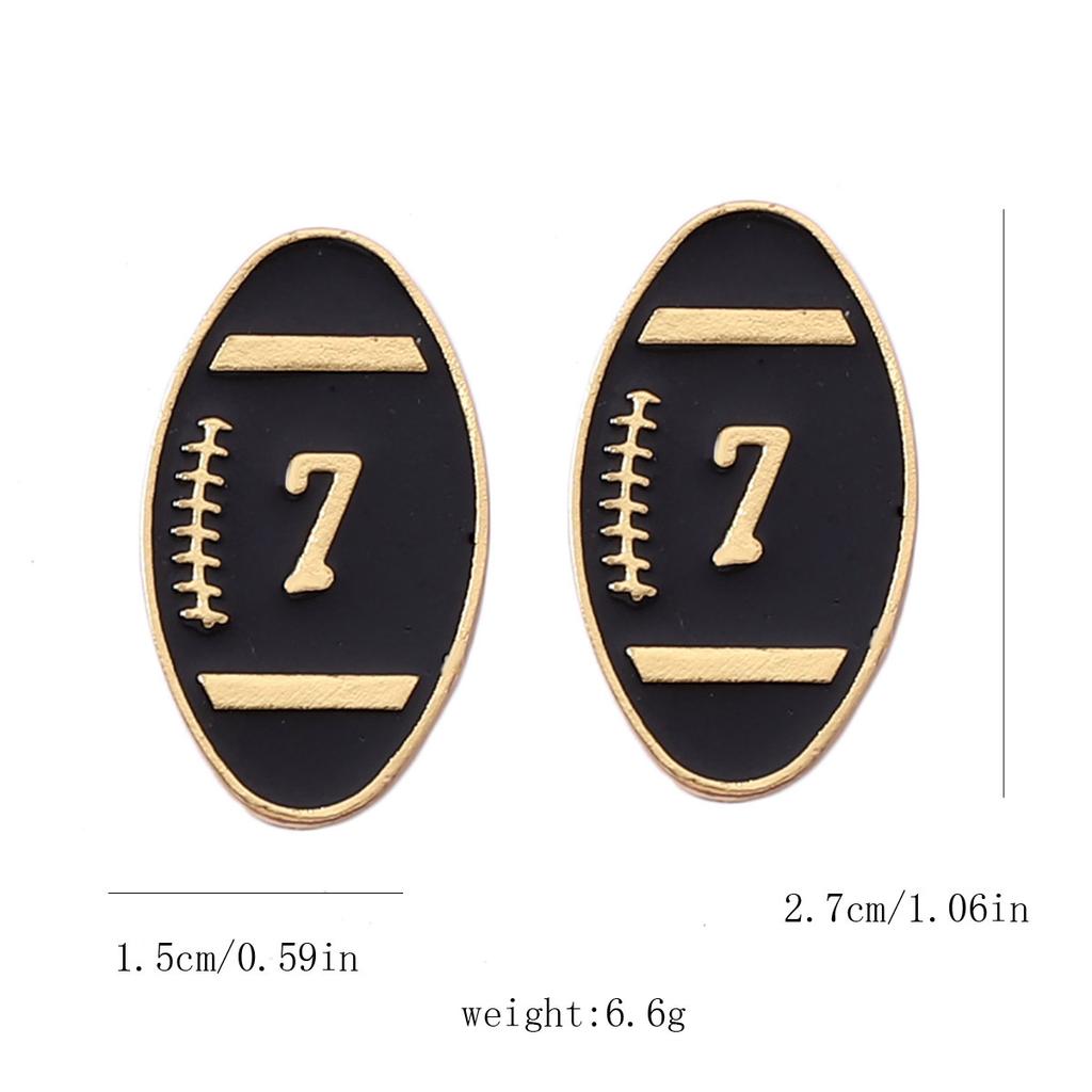 Fashionable rugby digital oil-dripping alloy earrings in a sporty and casual style, suitable for both men and women to wear as couple earrings