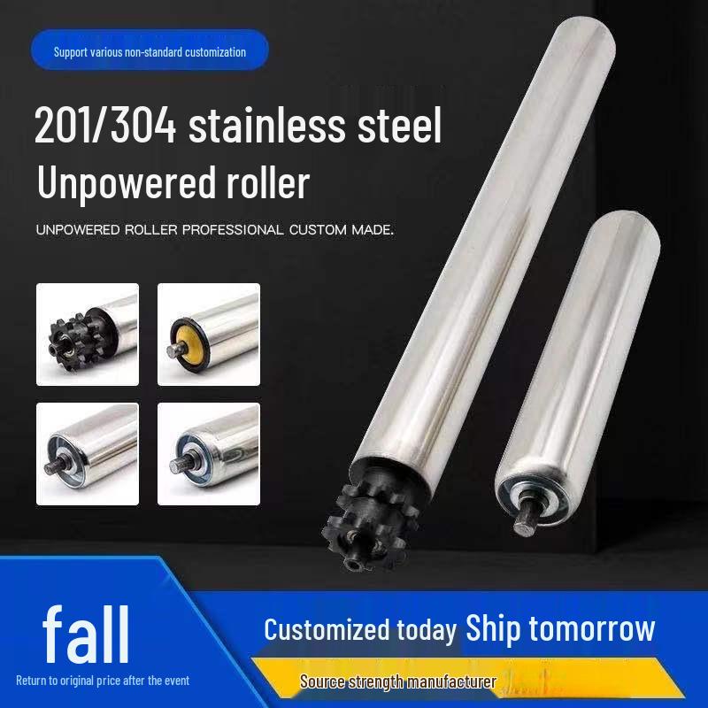 2538 Stainless Steel Non-Powered Roller Conveyor Shaft - Small Galvanized Assembly Line Drum