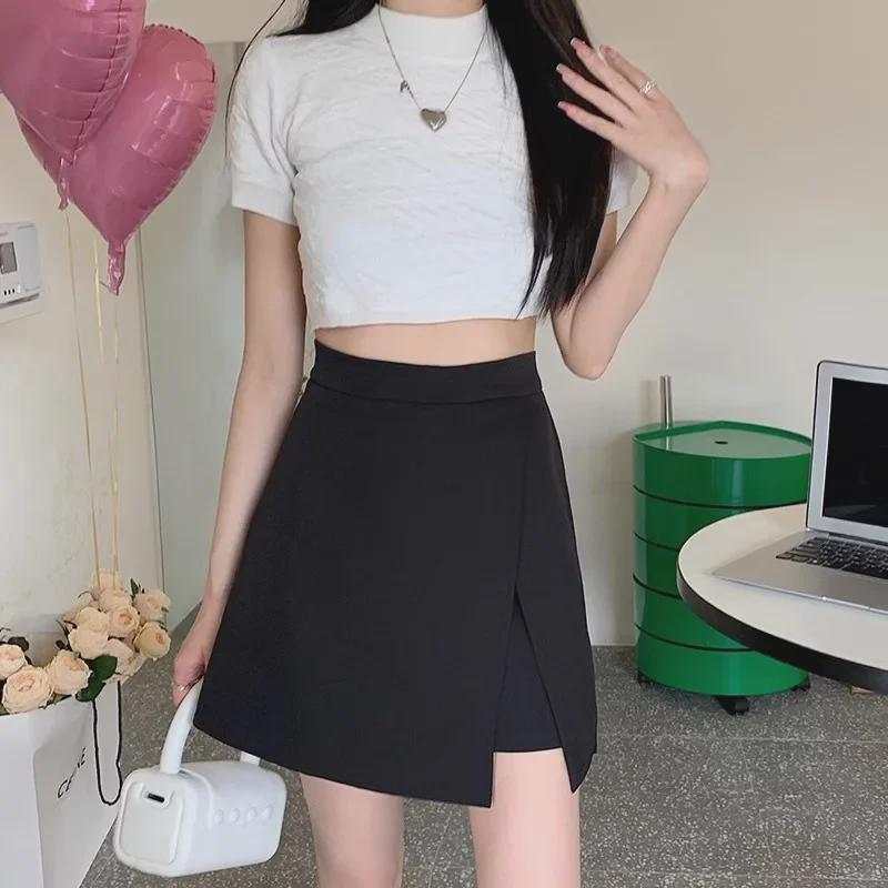Plus Size British Style High Waist A-Line Split Skirt Pants for Women - Summer 2024