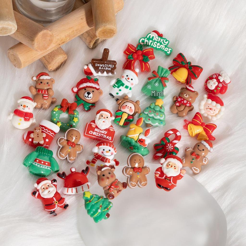 Santa & Reindeer Christmas Earrings: Silver Needle Polymer Clay Design