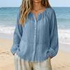 Women’s Long Sleeve Loose Fit Button Down Blouse Lightweight Pleated Top Casual Shirt for Daily Wear