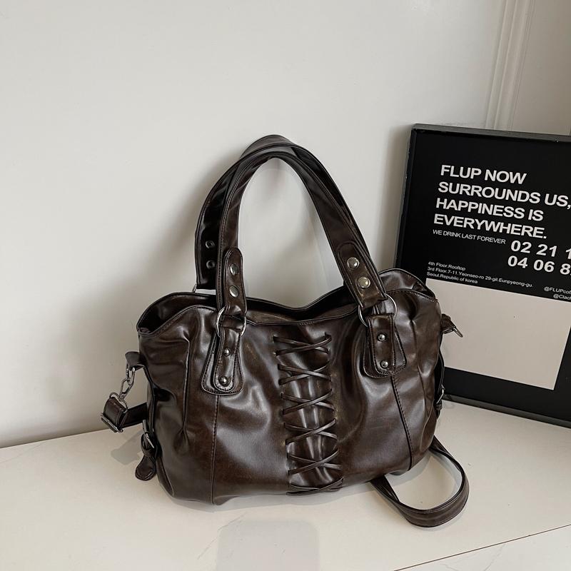 Vintage Coffee Shoulder Bag High End Lady Commute Handbag Quality Pu Leather Crossobdy Travel Tote Bag Female Big Shopping Bag
