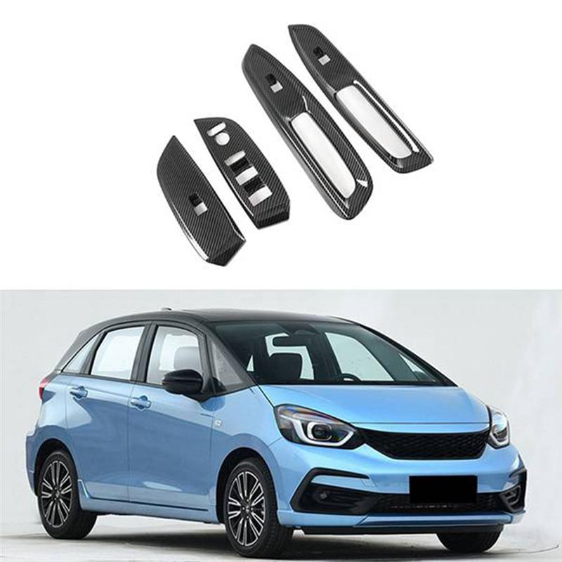 Car Inner Door Window Lift Armrest Switch Panel Cover Trim Frame Parts Accessories For Honda Fit Jazz