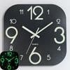 30cm Square Luminous Wooden Wall Clock Silent Clock MDF Wood Grain Luminous Creative Fluorescent Clock