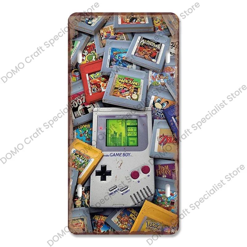 Placă de înmatriculare pentru jocuri video Placă metalică Vintage Playstation Gamer Poster metalic din tablă Decor de perete pentru cameră de joacă pentru băieți acasă