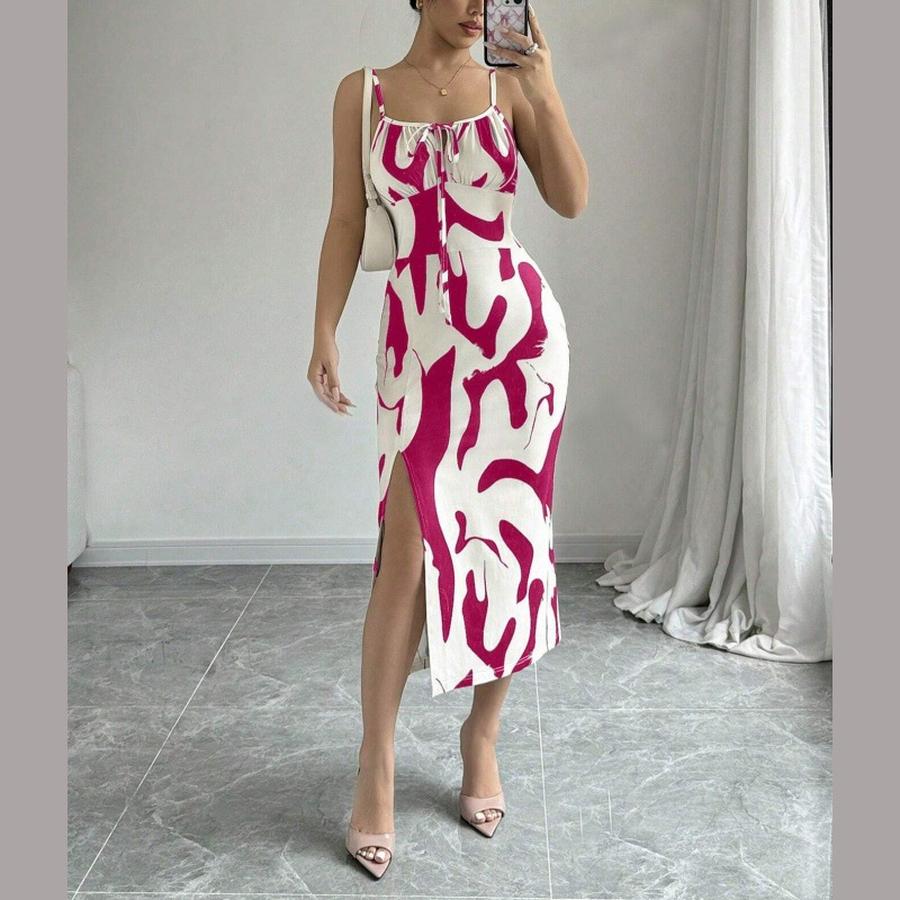 Spring/Summer New Arrivals USA Ins Style Printed Leopard Print Strappy Dress