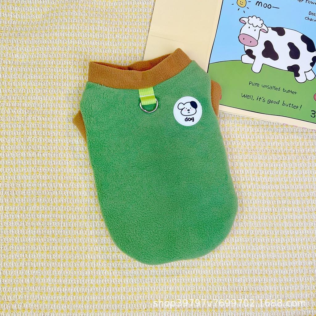 Contrasting Color Fleece Vest Pet Autumn and Winter Dog Clothes Cat Can Be Used To Pull Pets When Going Out