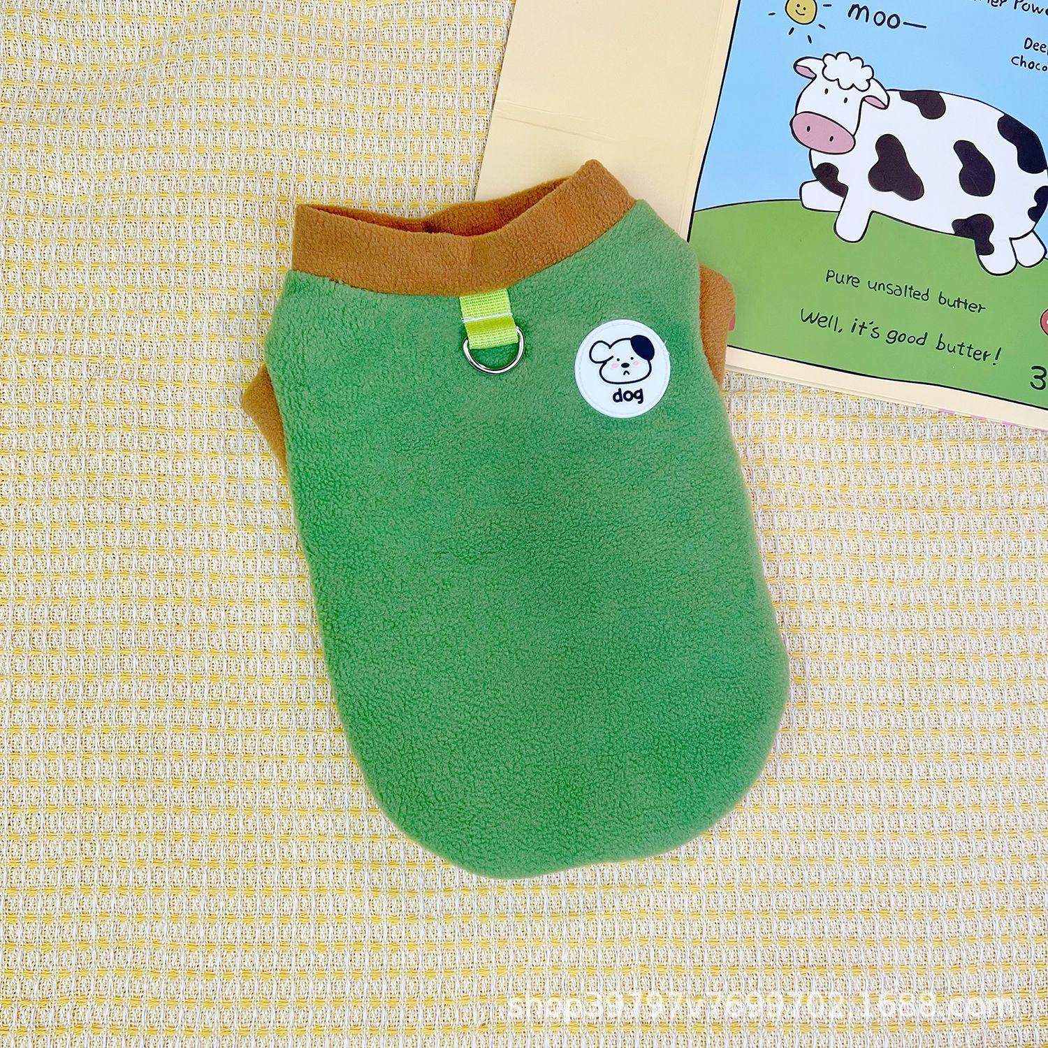 

Contrasting color fleece vest pet autumn and winter dog clothes cat can be used to pull pets when going out XS reference 1-1.5 kg