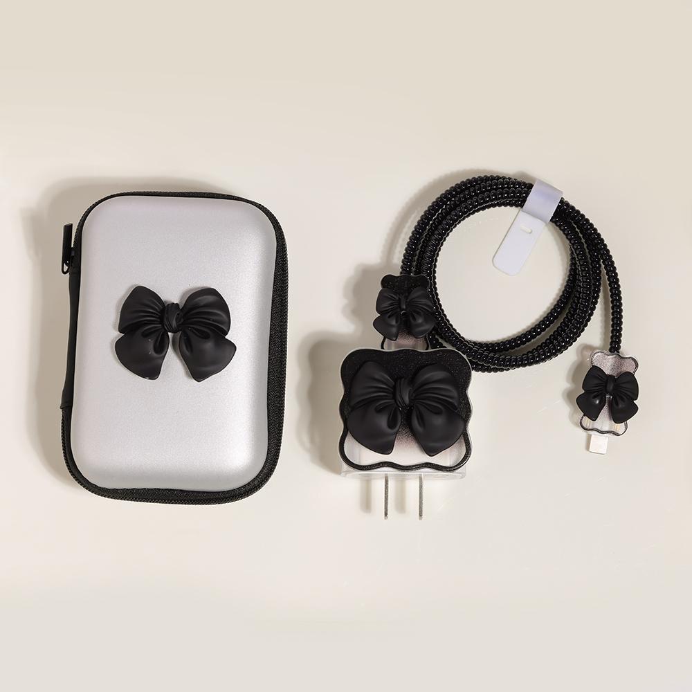 

Korea Cute 3D Love Heart+EVA Storage Bag Set Charger Cover For iPhone 11 12 13 14 15 16 Pro Max 18W-20W Charge Protection Sleeve