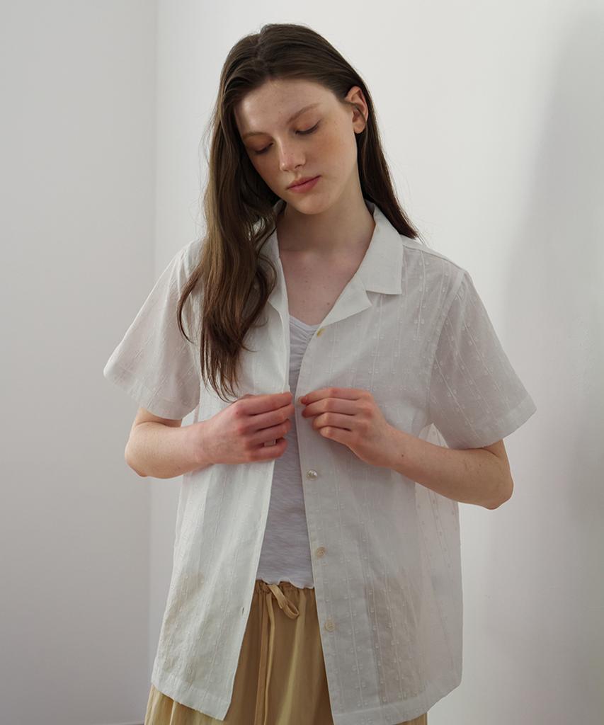 BUT'TON Lace Open Collar Shirts (Ivory)