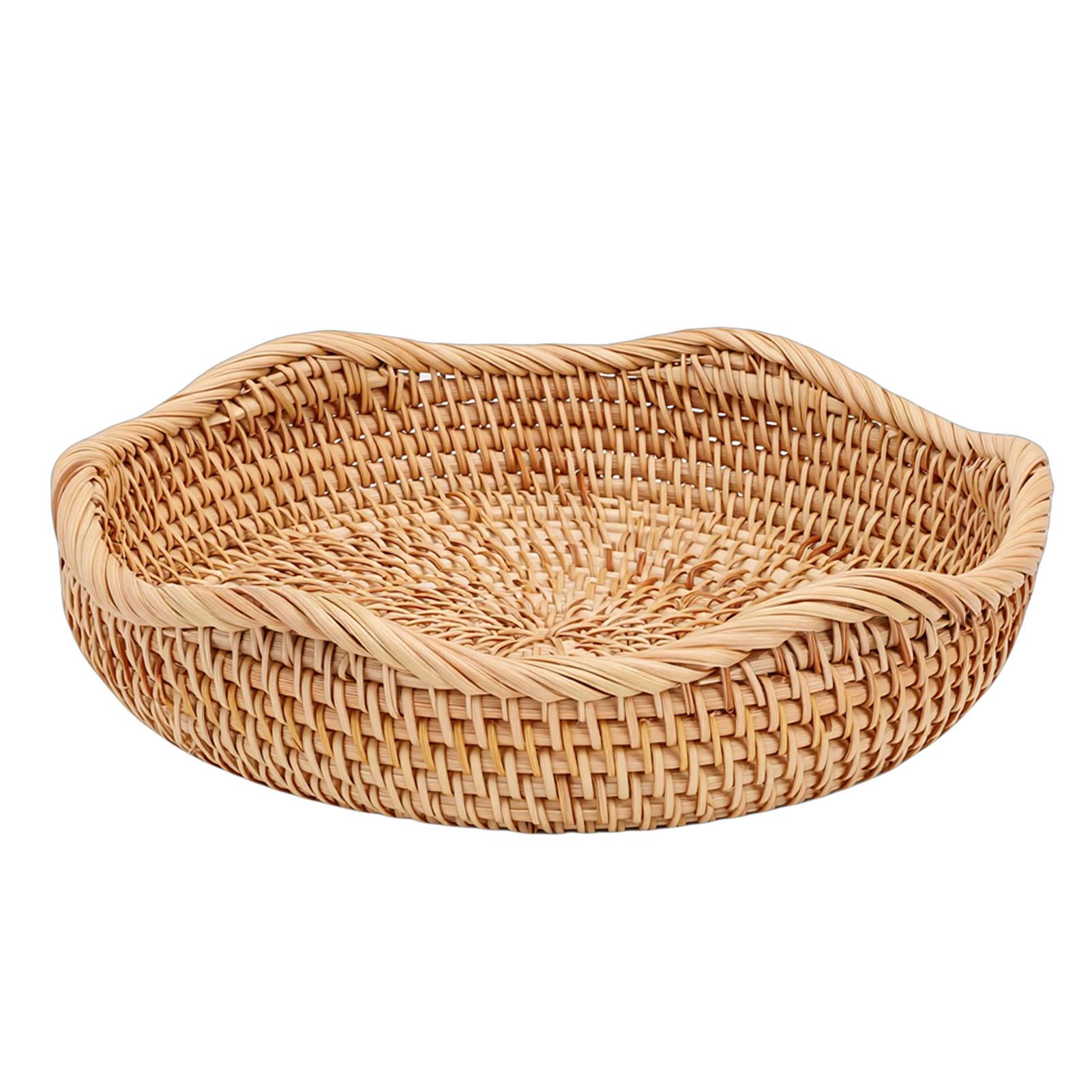 Корзина Круглая Плетеная Хранения Чаша Хлебная Фруктовая Подающая Корзина для Кухни Столовой Гостиной