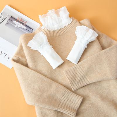 Koreanischer Stil Stehkragen + Falsche Ärmelmanschetten Vintage Abnehmbarer Hemdkragen für Damen Pullover Revers Oberteil Halsbekleidung Krawatten