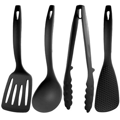 Nagao Tsubame-Sanjo Mini Mutfak Aletleri Seti (4 adet) Spatula, Kepçe, Maşa ve Spatula, Siyah, Japonya'da Üretilmiştir