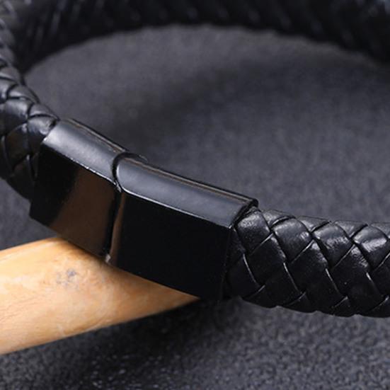 Yousheng Men Bracelet Imitation Leather Lightweight Wear-resistant Retro Style Faux Leather Braided Wristband Streetwear Accessories