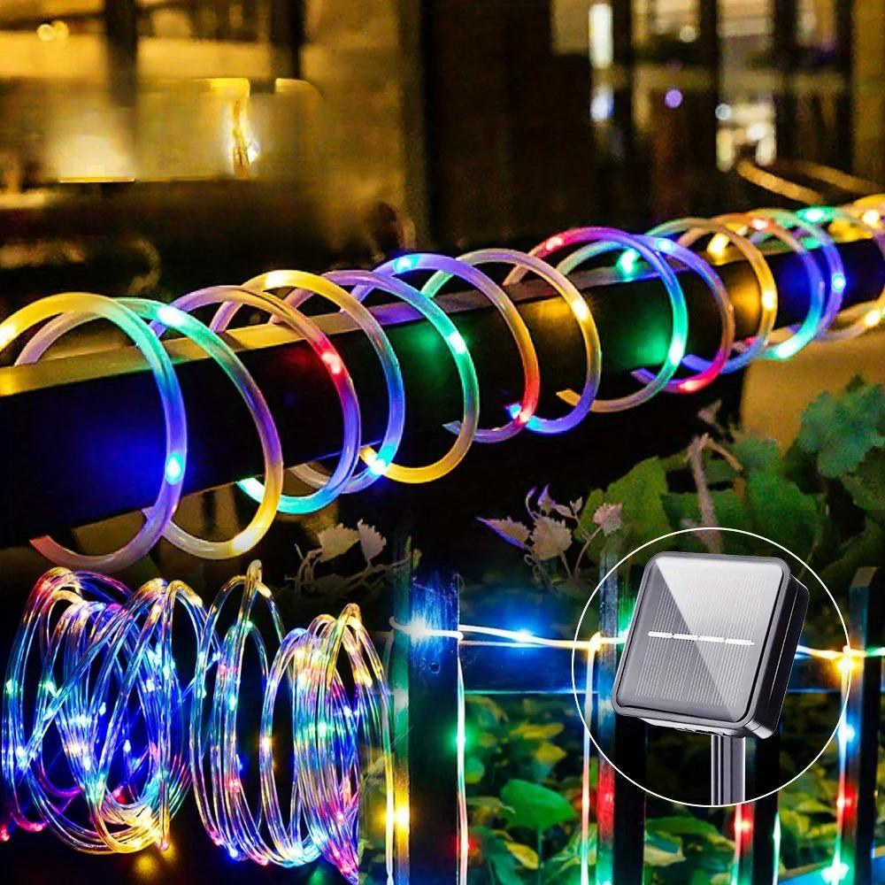 

50/100/200/300 светодиодов Работающие от солнечной энергии Гирлянды в форме трубок для Рождества, комнаты, вечеринки, двора, водонепроницаемое наружное украшение 7m50leds