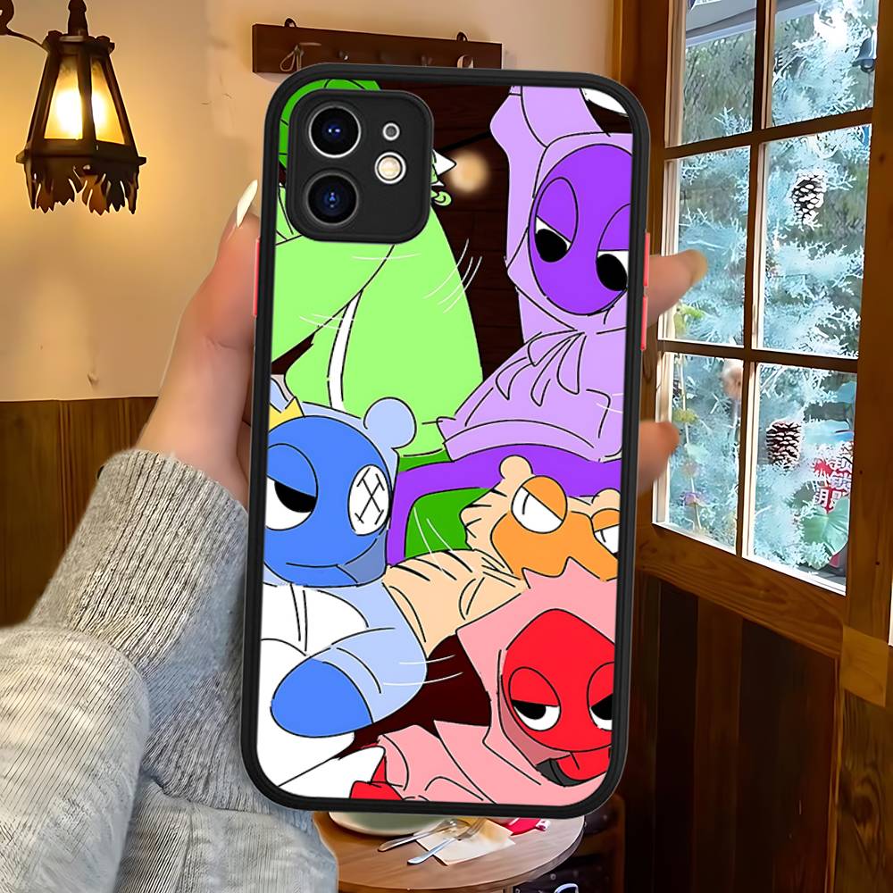 Cartoon R-Rainbow Friends For IPhone 16 15 13 12 14 11 Pro Max X XS MAX Color Case Matte Silicone Phone Cover