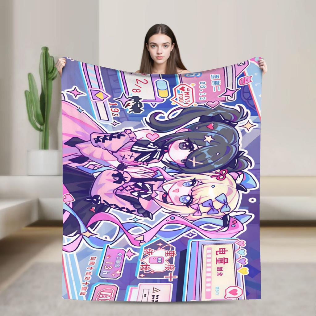 N-Needy Streamer O-Overload Kangel Blanket Soft Graphic Plush Throw Blanket For Bedroom Decorative Flannel Bedspread Bed Cover