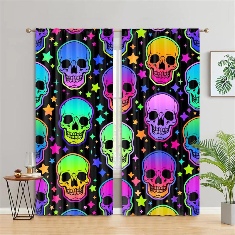 2pcs Red Spider Web HD Digital Printed Curtains Home Decor Living Room Bedroom Rod Pocket Curtains Study Window Office Home Deco