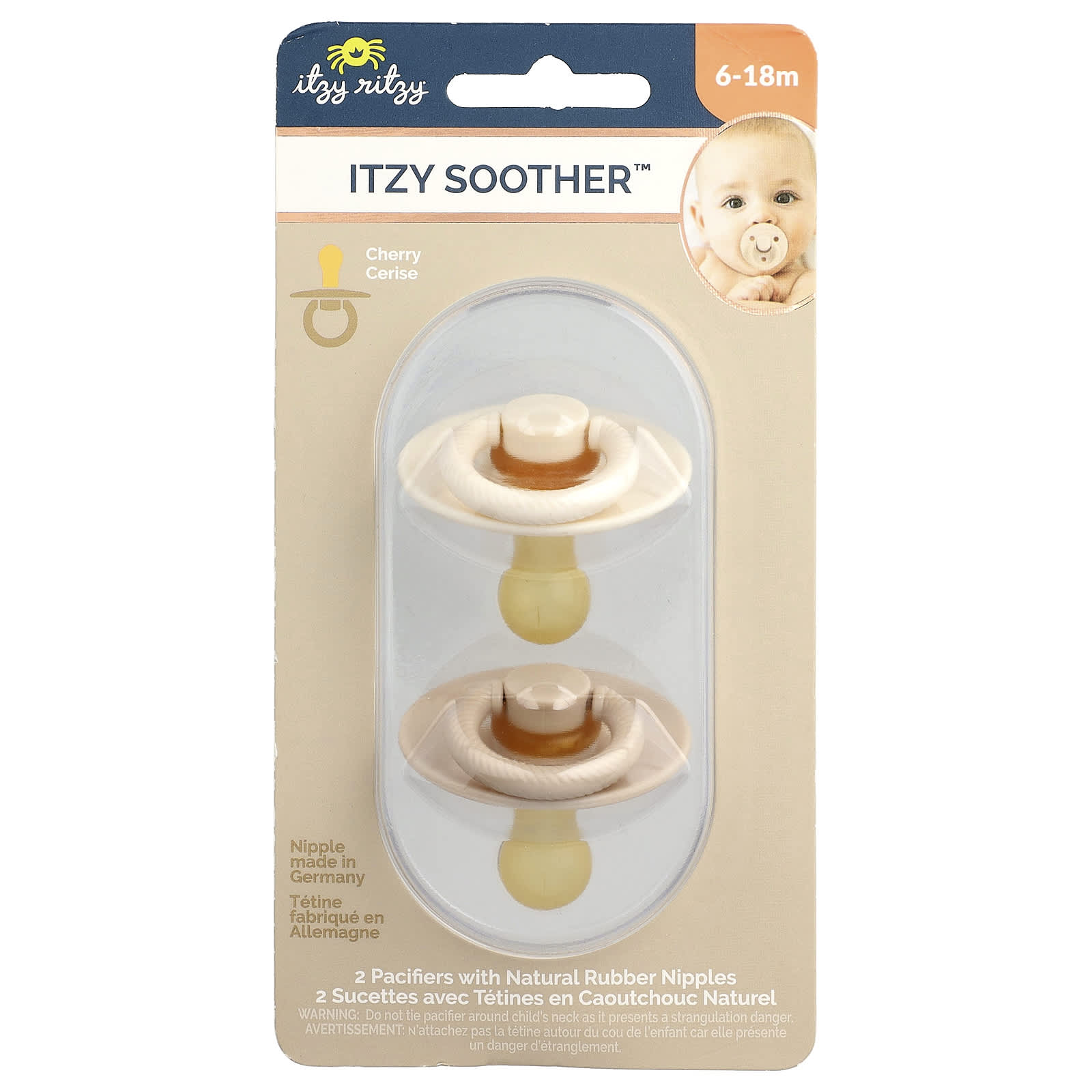

Пустышка Itzy Soother™, с соской из натурального каучука, 6-18 месяцев, Кокос и Тост, 2 штуки