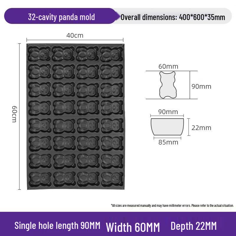 Yiceng 32-Cavity Panda Non-Stick Cake Mold