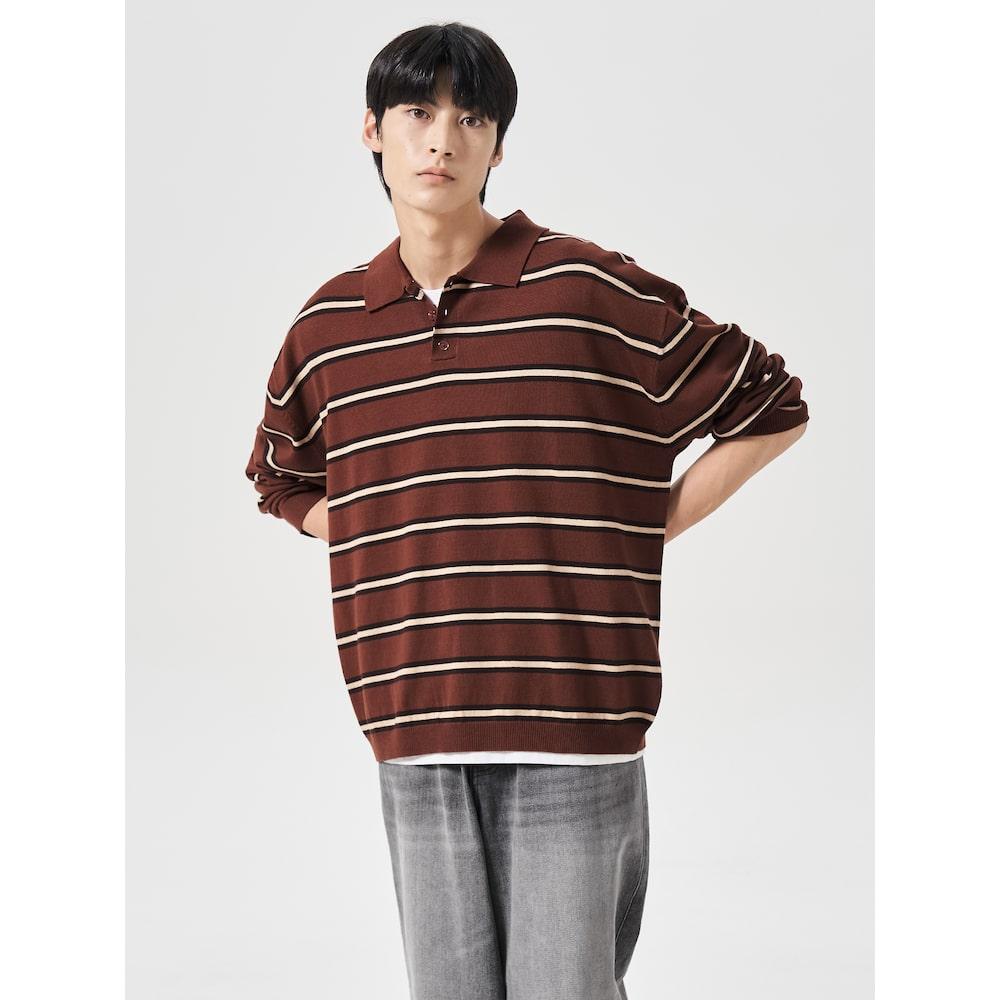 8Seconds Multi-Stripe Collar Knit Pullover Brown Dark Brown/M