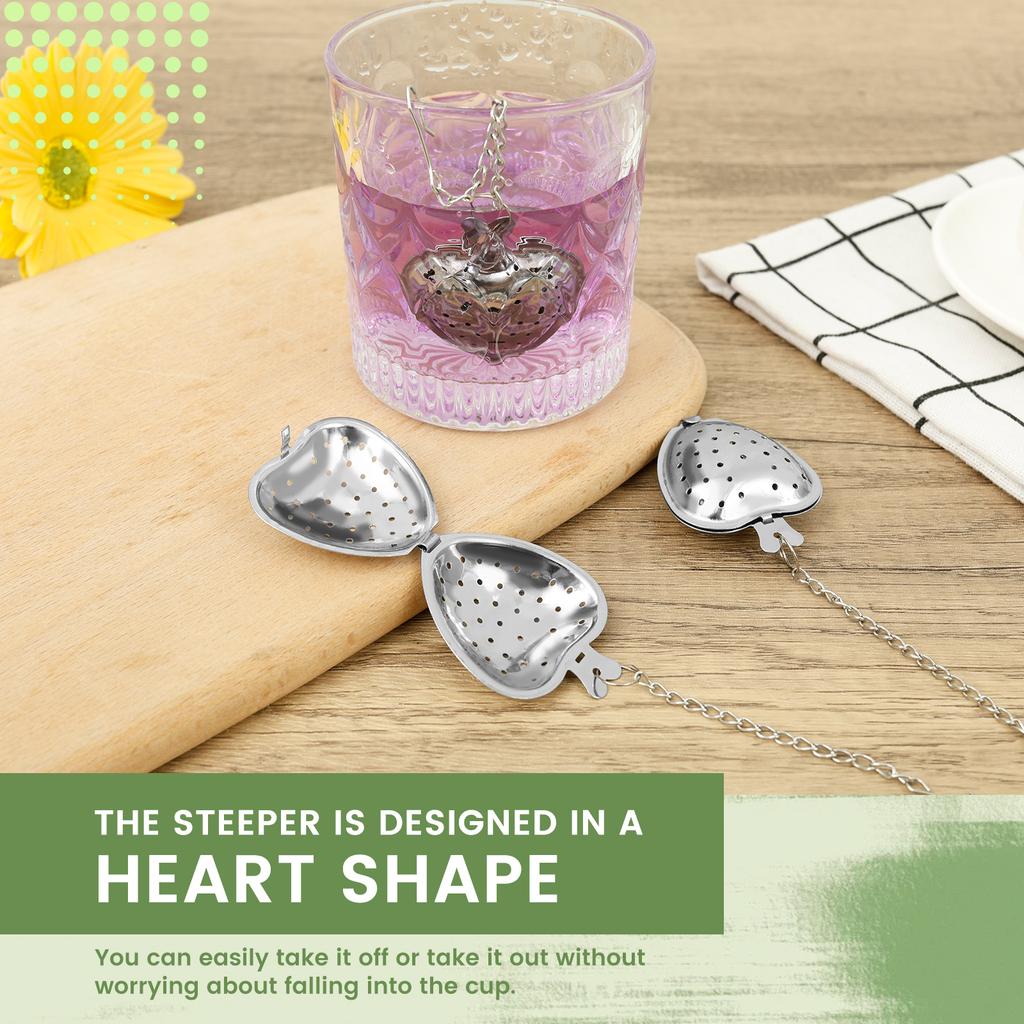 20Pcs Tea Strainer Stainless Steel Heart Shape Tea Infuser with Handle and Hook Rust Resistant Tea Strainer Infuser For Cup