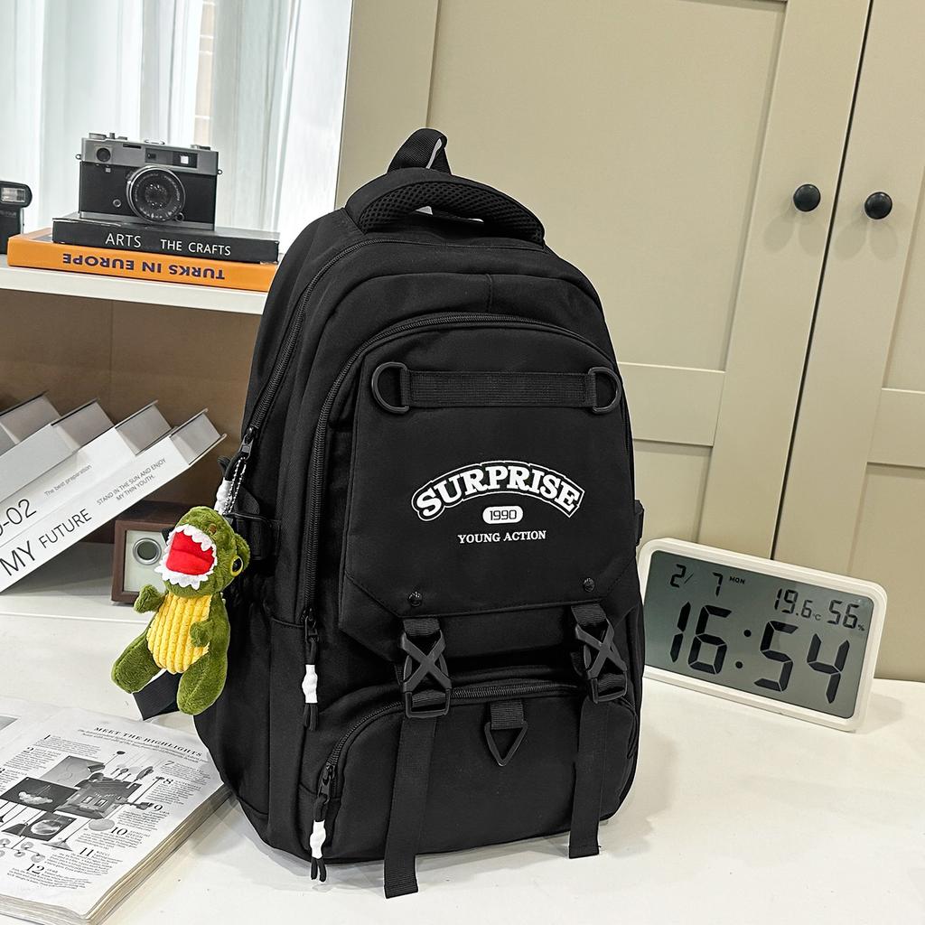 Schoolbag new trendy cool backpack large capacity male contrasting color versatile junior high school student schoolbag female casual backpack