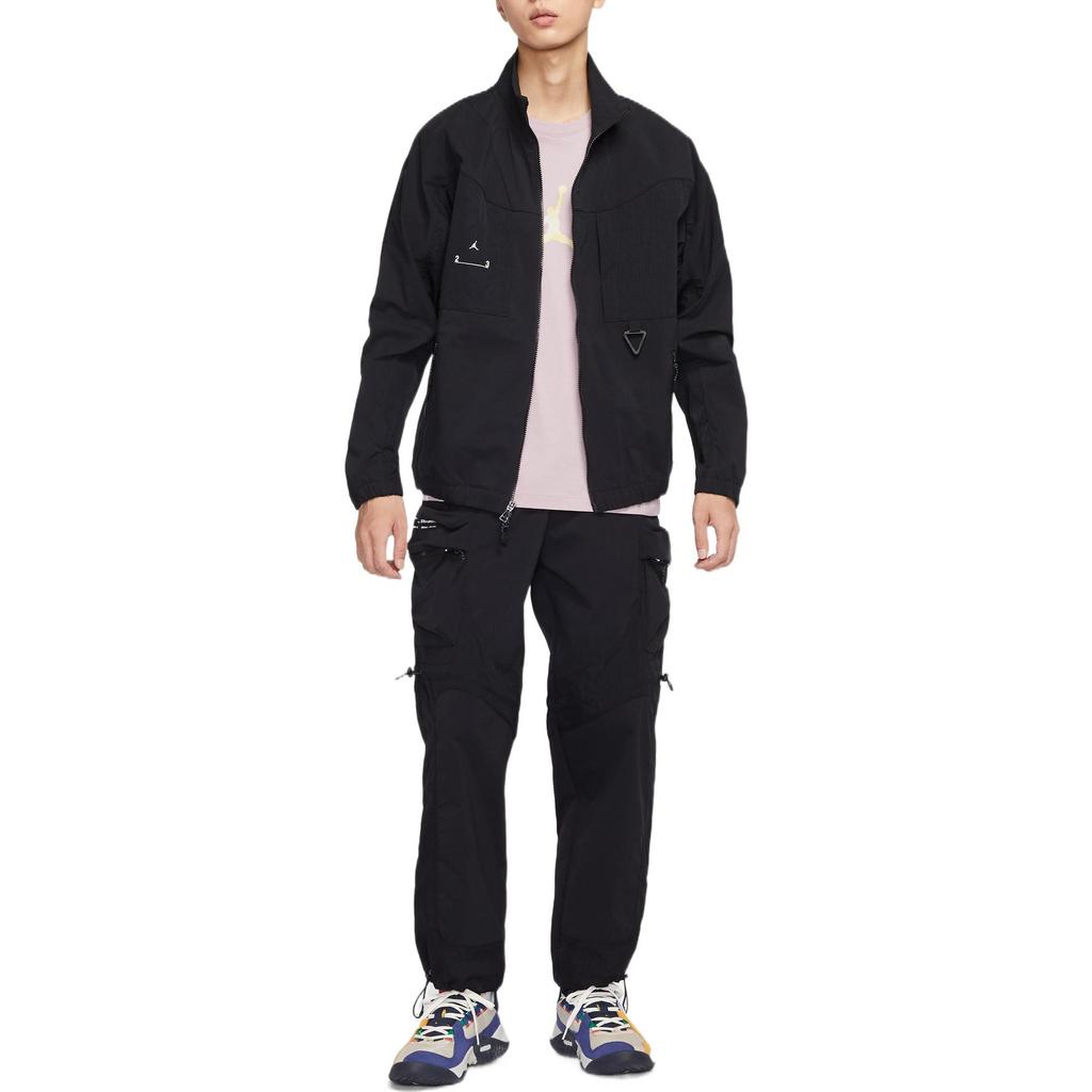 Jordan FW22 Logo Decal Zip Cardigan with Stand Collar Jacket Men Outerwear Black DQ8060-010