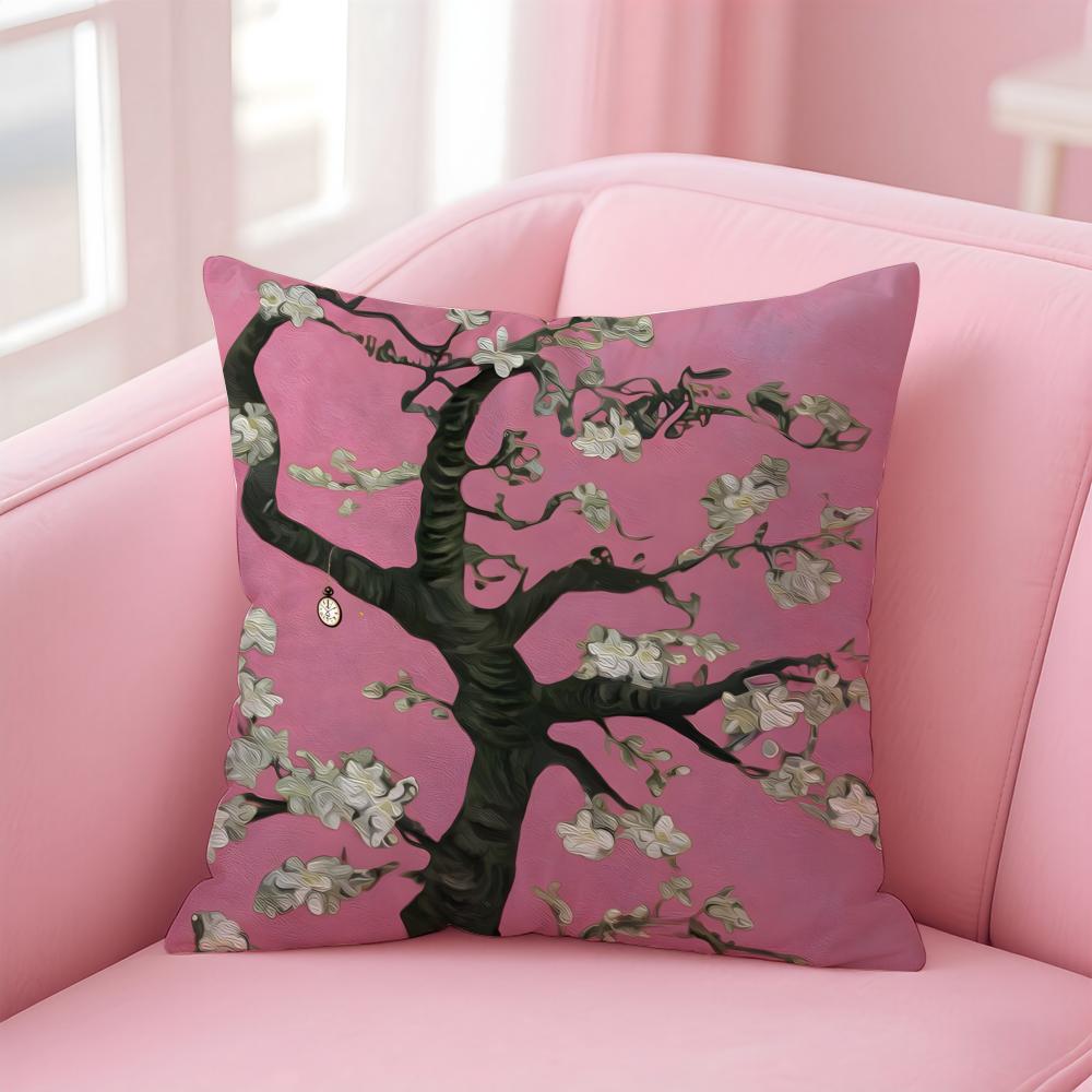 Watercolor Painting of Orchid Plants Cushion Cover Pillow Case Soft Skin Friendly Fabric  Concealed Zipper