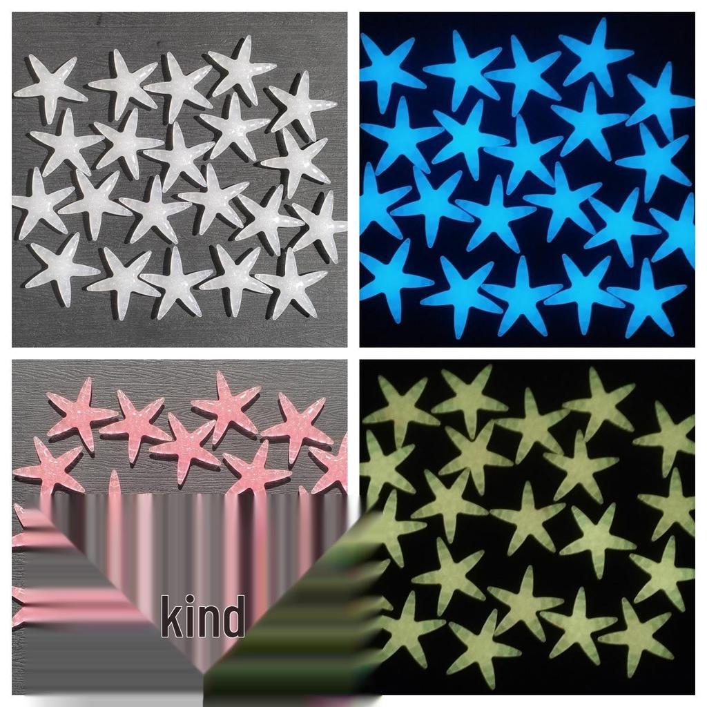 4cm Colorful Luminous Plastic Starfish for Aquarium Landscaping, 2.7g Fluorescent Marine Decor Stone