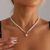 Jewelry Freshwater Pearl Baroque Handmade Beaded Necklace Women'S Handshake Pendant Versatile Necklace Jewelry
