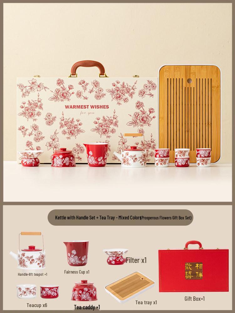 Wedding Tea Set: Bride's Dowry Tray & Teapot Gift for Engagement Celebrations