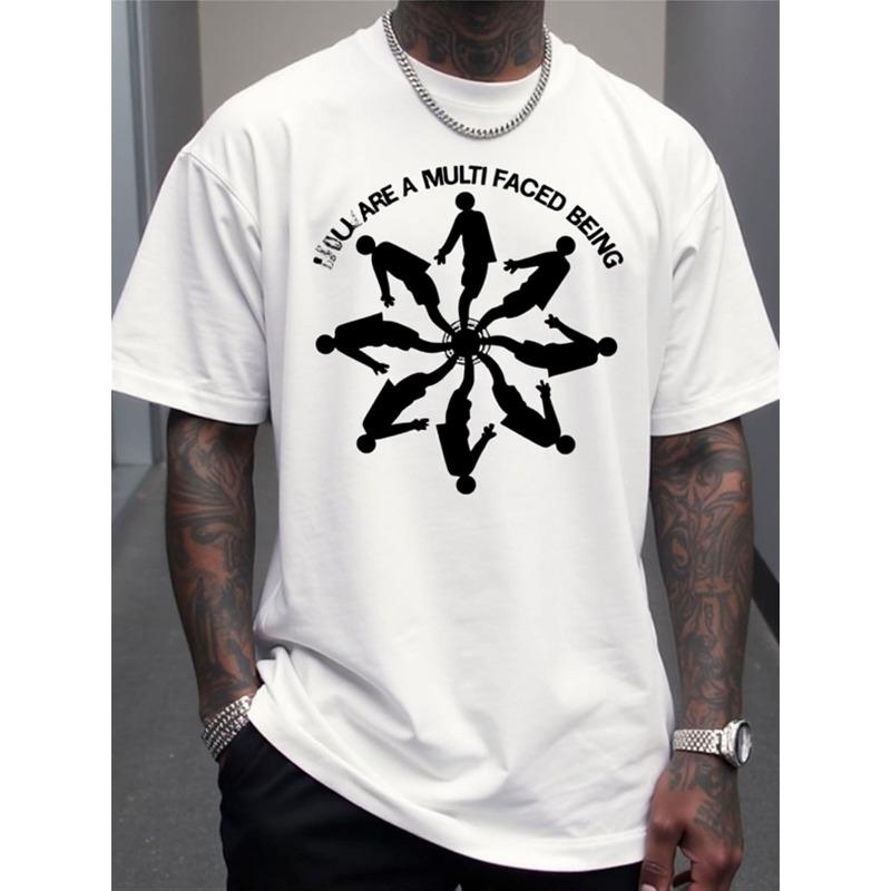 

You Are A Multi Faced Being Graphic T-Shirt - Circular Black Logo Design -Trendy Casual Tee for Fashion Enthusiasts and Statement Makers, PLUS SIZE S белый