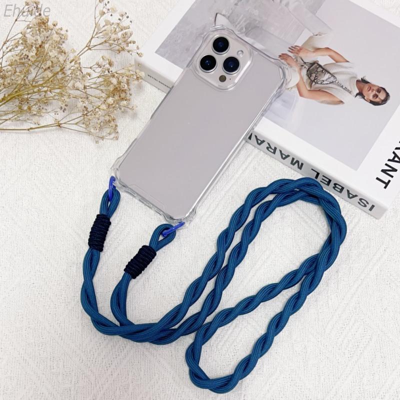 Four Corners Strap Case For Samsung Galaxy A56 A36 A16 A26 A55 S26 Ultra S25 FE Crossbody Cord Lanyard Shockproof Clear Cover