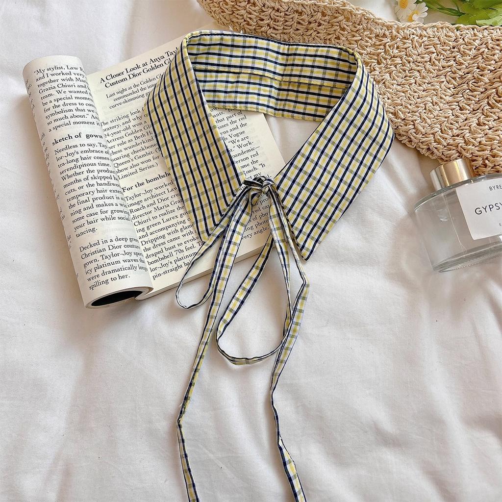 Plaid Fake Collar Women Detachable Collars For Women False Collar Lolita Lapel Tie Shawl Wrap Decoration