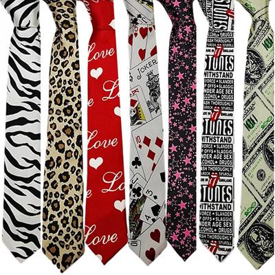 Krawat 5 cm w panterkę zebry z motywem LOVE Poker do koszuli unisex - Wszechstronny, Personalizowany