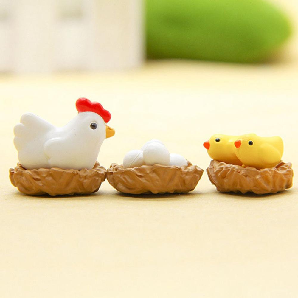 Garden Tiny Hen Chick Egg Henroost Micro Landscape Mini Figurine Miniature Decoration Ornament