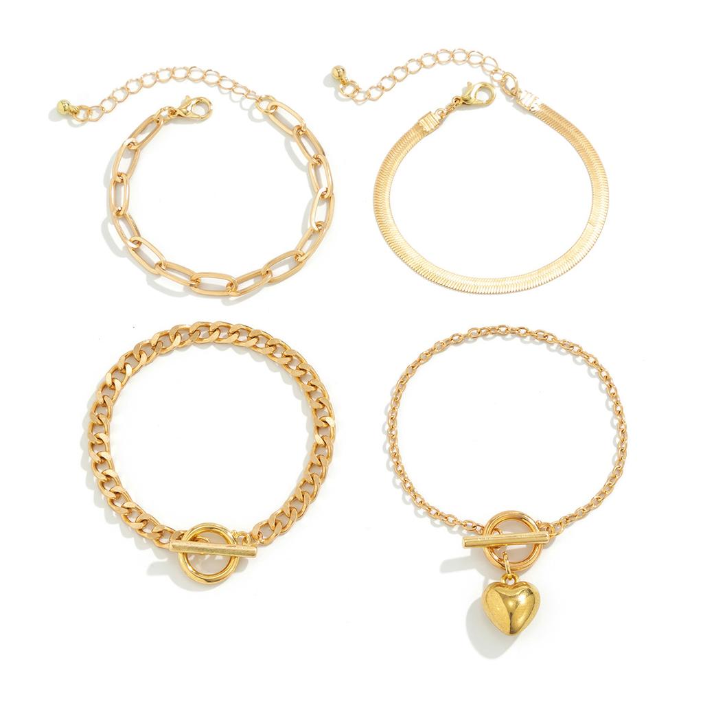 Accessories, Hip-hop Metal Wind Snake Bone Chain Bracelet, Geometric Love OT Buckle Punk Sweet and Cool Jewelry.