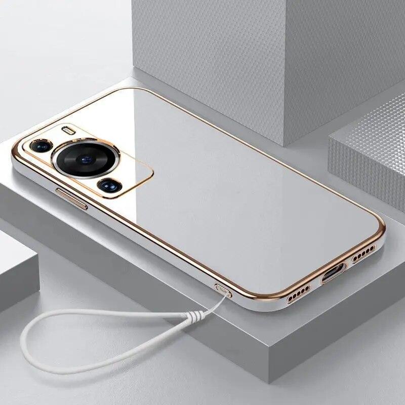 

Чехол для Huawei P60 Huawei P60 Pro, чехол для Huawei P60 Art, чехол для телефона LNA-LX9 MNA-LX9, роскошный противоударный чехол с квадратным покрытием For Huawei P60 Pro&Case & Strap снег белый