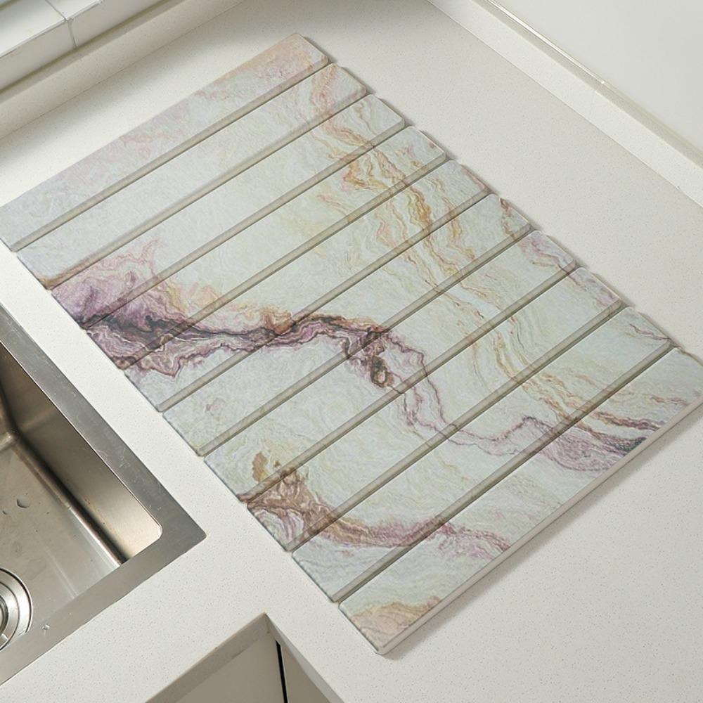 Foldable Stone Dish Drying Mat Absorbent Placemat Multifunctional Dish Drainer Mat  Sink