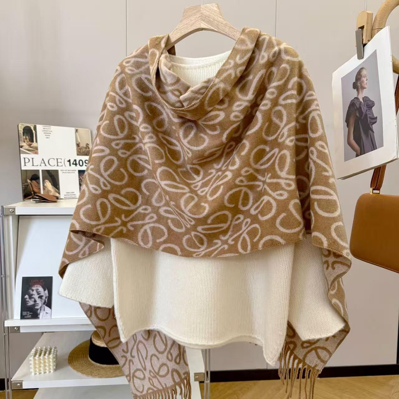 

Women s Double-Sided Camel Mohair Wool Cashmere Tassel Scarf Shawl - Logo Print, Versatile for Autumn & Winter Above 175cm верблюд