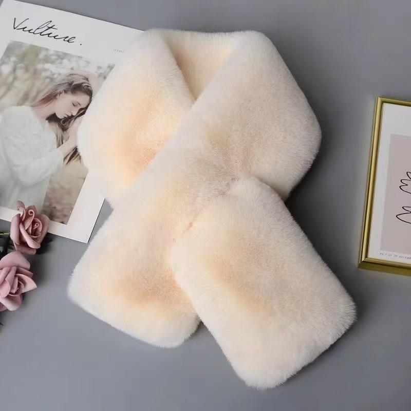 Women's Stylish Winter Faux Mink Rabbit Fur Scarf - Versatile, Thick & Warm Neck Warmer