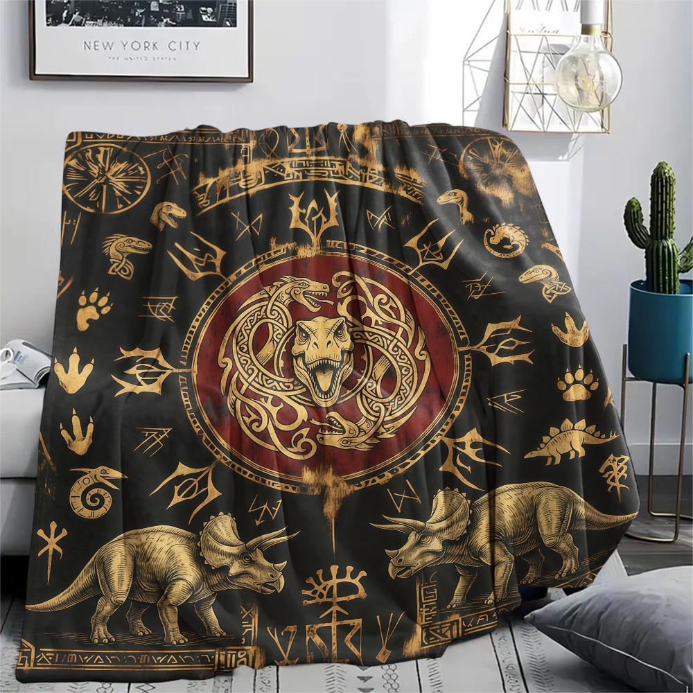 Viking Animal Patterns Print Flannel Blanket High Quality Comfortable for All Seasons Home Decor Warmth and Comfort Perfect for Christmas Gifts