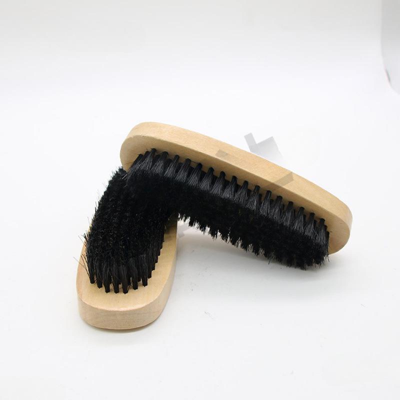 Hog Bristle Shoe Polish Brush with Solid Wood Handle - Soft Bristles for Cleaning and Polishing