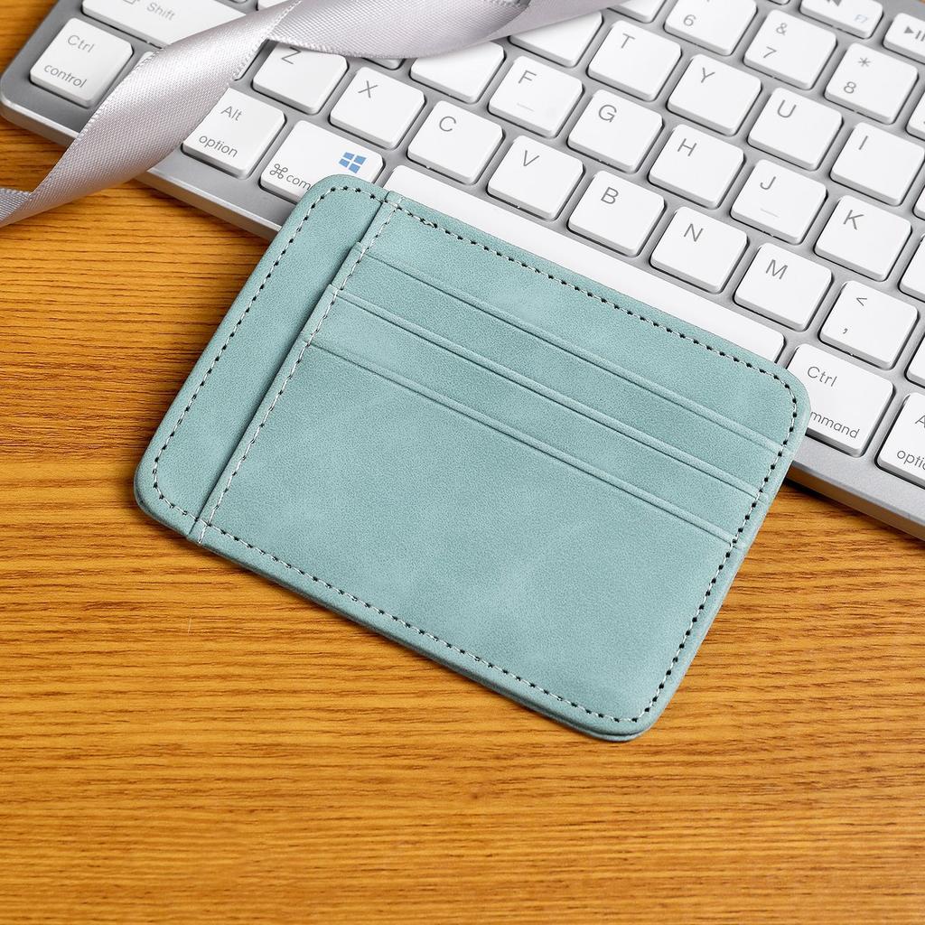 Multi-card Slot Solid Color Portable Leather Card Case Unisex Bank Credit Card ID Bus Card Holder Travel Organizer Wallets